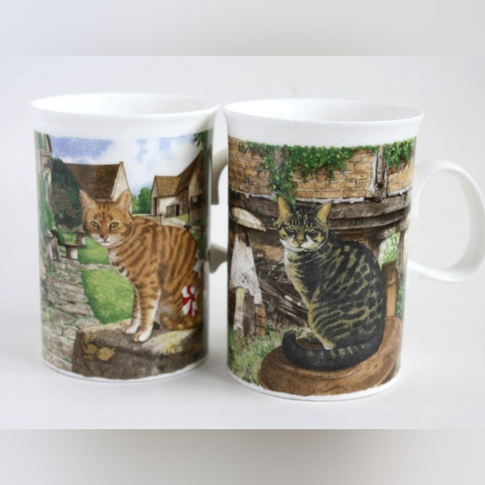 Dunoon Farmyard Cats Mugs: Richard Partis Tabby Cat Set Cat Lover Gift